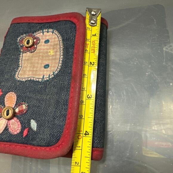 Sanrio Hello Kitty Gingham Rare patch vintage Y2K denim tri fold wallet collecti - Picture 14 of 14